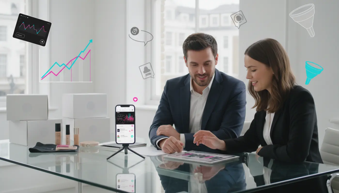 UK TikTok Shop consultant reviewing sales growth strategy for an ecommerce brand